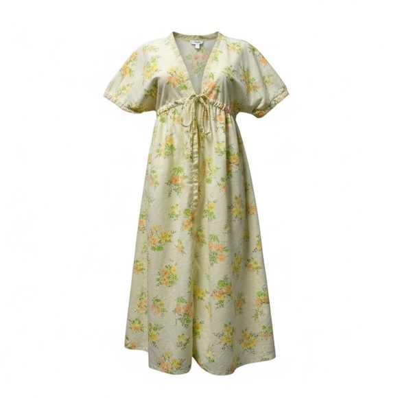 Vintage Other - VTG 70s Yellow and Green Floral Women's Robe